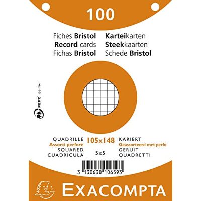 Exacompta Ref 10658E 100 indexkort 5x5 perforerade filmförpackade kompatibla med bläckstråleskrivare, laser och kopiatorer format 148 x 210 mm olika färger Exacompta Ref 10658E 100 indexkort 5x5 perforerade filmförpackade kompatibla med bläckstråleskrivare, laser och kopiatorer format 148 x 210 mm olika färger