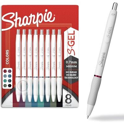 Sharpie S-Gelpennor, mode tunna gelpennor, pärlvit kropp, medium (0,7 mm) spets, djärva bläckfärger, 8 st Sharpie S-Gelpennor, mode tunna gelpennor, pärlvit kropp, medium (0,7 mm) spets, djärva bläckfärger, 8 st