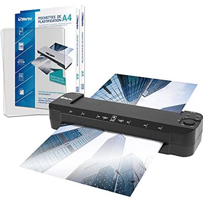 Waytex A3 A4 A5 A6 A7 Pro ultrasnabb varm och kall lamineringsmaskin upp till 2 x 150 mikron justerbar temperatur för intensiv professionell användning förpackning med 200 A4-fickor Waytex A3 A4 A5 A6 A7 Pro ultrasnabb varm och kall lamineringsmaskin upp till 2 x 150 mikron justerbar temperatur för intensiv professionell användning förpackning med 200 A4-fickor