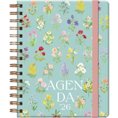DOHE Agenda 2026 Vecka Vista, A5 (15 x 21 cm), mjukt kartonglock, dubbel spiralstängning, gummiband, 4 klistermärken, sidindex, årlig spansk planerare botanisk bukett DOHE Agenda 2026 Vecka Vista, A5 (15 x 21 cm), mjukt kartonglock, dubbel spiralstängning, gummiband, 4 klistermärken, sidindex, årlig spansk planerare botanisk bukett
