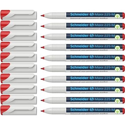 Schneider Maxx 225 M Universal Marker (icke-permanent, fukttorkbar, 1,0 mm) Förpackning med 10 röd Schneider Maxx 225 M Universal Marker (icke-permanent, fukttorkbar, 1,0 mm) Förpackning med 10 röd