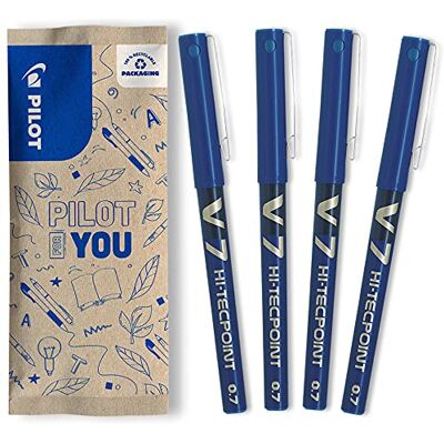 PILOT V7 flytande bläck rollerball 0,7 mm spets – blå, 4-pack PILOT V7 flytande bläck rollerball 0,7 mm spets – blå, 4-pack