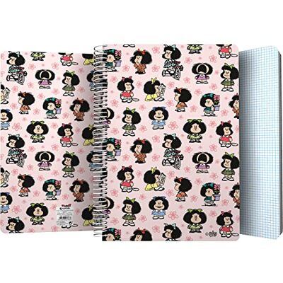 Grafoplás Anteckningsbok Plastlock 80 4x4 90g fyrkantiga ark Folio storlek Spiral Unik Mafalda Design Collection FSC-certifikat Grafoplás Anteckningsbok Plastlock 80 4x4 90g fyrkantiga ark Folio storlek Spiral Unik Mafalda Design Collection FSC-certifikat