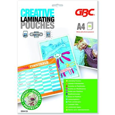 GBC lamineringsfolier A4 125 mic, robusta lamineringsväskor i 25-pack, glänsande, transparent, perfekt för kontor och skola, ED04125 GBC lamineringsfolier A4 125 mic, robusta lamineringsväskor i 25-pack, glänsande, transparent, perfekt för kontor och skola, ED04125