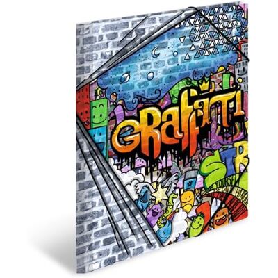 HERMA 19187 samlarmapp DIN av stabil plast med tryckta innerfickor, gummikuggmappa, hörnnyckelmappa, teckenmapp för barn DIN A4 graffiti HERMA 19187 samlarmapp DIN av stabil plast med tryckta innerfickor, gummikuggmappa, hörnnyckelmappa, teckenmapp för barn DIN A4 graffiti