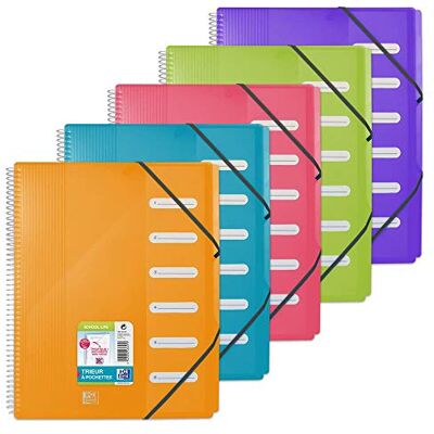 Oxford School Life A4 Spirales sorterare med 6 fack polypro-omslag toniska färger Oxford School Life A4 Spirales sorterare med 6 fack polypro-omslag toniska färger
