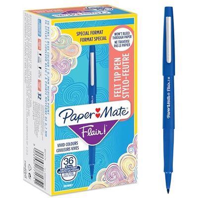 Paper Mate Flair filtspetspennor Mediumspets (0,7 mm) Blå 36 stycken Paper Mate Flair filtspetspennor Mediumspets (0,7 mm) Blå 36 stycken