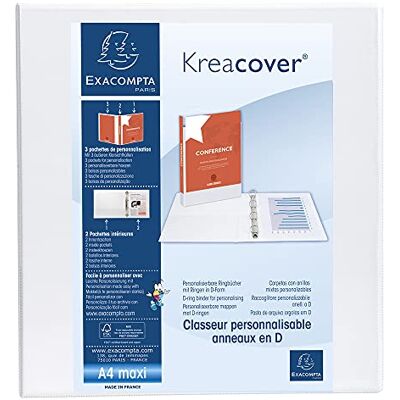 Exacompta Classeur 2 anneaux en d 60mm remborde 3 pochettes exterieures krea cover a4 maxi Exacompta Classeur 2 anneaux en d 60mm remborde 3 pochettes exterieures krea cover a4 maxi