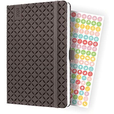 Sigel J4123 veckokalender Jolie 2024, ca A5, brun, inbundet lock, gummiband, pennögla, fickficka, 174 sidor, tillverkat av hållbart papper, planerare Sigel J4123 veckokalender Jolie 2024, ca A5, brun, inbundet lock, gummiband, pennögla, fickficka, 174 sidor, tillverkat av hållbart papper, planerare