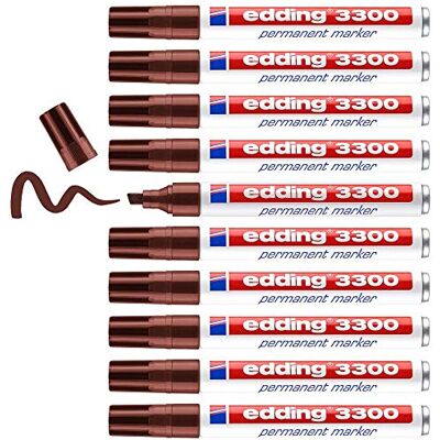 edding 3300 – 07 – låda med 10 märkpennor, permanentmarkör, kilspets, sticktjocklek 1–5 mm, brun edding 3300 – 07 – låda med 10 märkpennor, permanentmarkör, kilspets, sticktjocklek 1–5 mm, brun