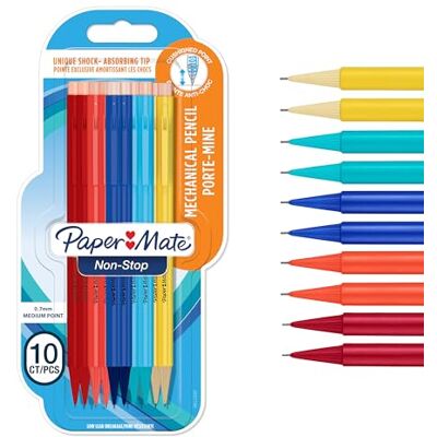 Paper Mate Non-Stop Stiftpenna 0,7 mm HB #2 Skaft i flera neonfärger 10 stycken Paper Mate Non-Stop Stiftpenna 0,7 mm HB #2 Skaft i flera neonfärger 10 stycken