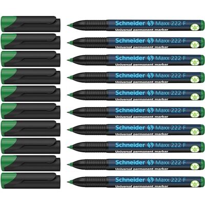 Schneider Maxx 222 F Universell märkpenna (permanent, cap-off-bläck, påfyllningsbar, 0,7 mm) 10-pack grön Schneider Maxx 222 F Universell märkpenna (permanent, cap-off-bläck, påfyllningsbar, 0,7 mm) 10-pack grön