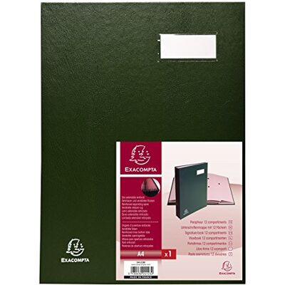 Exacompta Ref 24123E 1 dokumentmapp baksida i tyg med kilar etiketthållare laminerat omslag 12 rosa kortfack med 3 perforeringar storlek 24x32 cm färg grön Exacompta Ref 24123E 1 dokumentmapp baksida i tyg med kilar etiketthållare laminerat omslag 12 rosa kortfack med 3 perforeringar storlek 24x32 cm färg grön