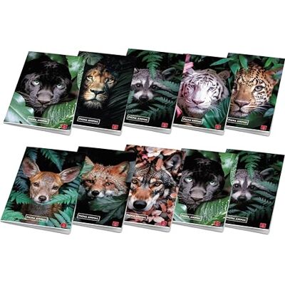 Pigna förpackning med 10 Maxi-anteckningsböcker A4 ANIMAL, 80 sidor + omslag, linjerad för årskurs 1–2 Pigna förpackning med 10 Maxi-anteckningsböcker A4 ANIMAL, 80 sidor + omslag, linjerad för årskurs 1–2