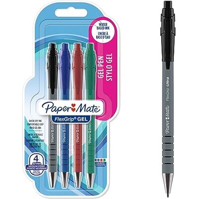 Paper Mate FlexGrip Gel Pennor 0,7 mm Svart blått rött och grönt bläck 4 stycken Paper Mate FlexGrip Gel Pennor 0,7 mm Svart blått rött och grönt bläck 4 stycken