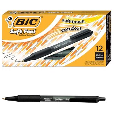 BIC Soft Feel 8373971 Penna, Svart, 12 stycken BIC Soft Feel 8373971 Penna, Svart, 12 stycken