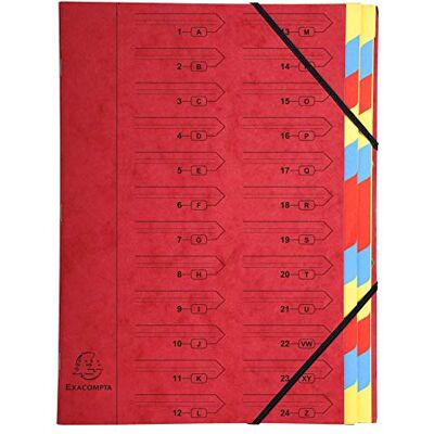 Exacompta Ref 54245E Häftad ryggmapp 245 x 320 mm, lämplig för förvaring av A4-dokument 24 sektioner med flikar rött omslag med flerfärgade flikar Exacompta Ref 54245E Häftad ryggmapp 245 x 320 mm, lämplig för förvaring av A4-dokument 24 sektioner med flikar rött omslag med flerfärgade flikar