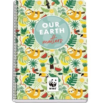 DOHE Skolanteckningsbok A4 Rutad 80 Sidor, 90 g/m², Storlek 21x31 cm, Styv Kartongpärm, Spiralbindning, 4 mm Rutmönster, Skolmaterial WWF Tropic DOHE Skolanteckningsbok A4 Rutad 80 Sidor, 90 g/m², Storlek 21x31 cm, Styv Kartongpärm, Spiralbindning, 4 mm Rutmönster, Skolmaterial WWF Tropic