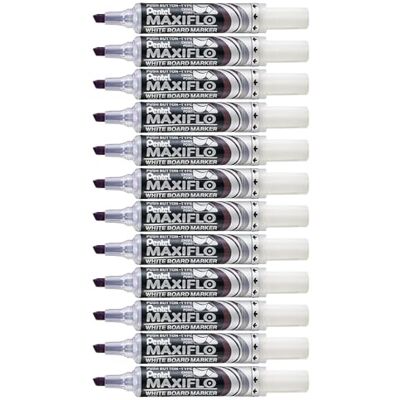 Pentel Maxiflo – MWL6 – 12 st torra raderbara markörer för whiteboardtavlor bred mejselspets lila flytande bläck Pentel Maxiflo – MWL6 – 12 st torra raderbara markörer för whiteboardtavlor bred mejselspets lila flytande bläck