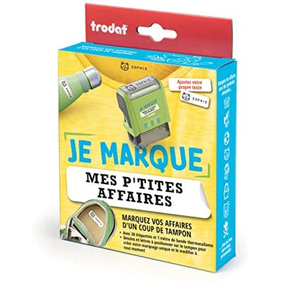 Trodat stämpel "I brand my P'tites Affaires" Markera dina barns saker med ett komplett och lämpligt kit etiketter + bokstäver med ritningar perfekt för att markera kläder Trodat stämpel "I brand my P'tites Affaires" Markera dina barns saker med ett komplett och lämpligt kit etiketter + bokstäver med ritningar perfekt för att markera kläder