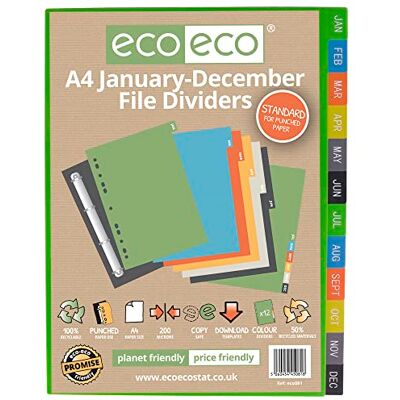 eco-eco ekoeco A4 50% återvunnet januari december File Dividers eco-eco ekoeco A4 50% återvunnet januari december File Dividers