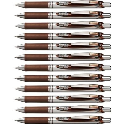 Pentel EnerGel XM BL77 – infällbar flytande gelbläckpenna – 0,7 mm – 54% återvunnen – brun – låda med 12 Pentel EnerGel XM BL77 – infällbar flytande gelbläckpenna – 0,7 mm – 54% återvunnen – brun – låda med 12
