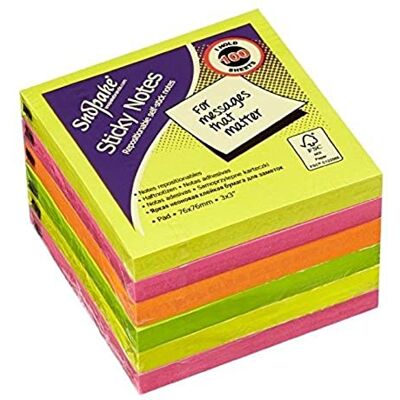 Snopake Karteczki samoprzylepne 76x76 neon 6x100 sztuk Snopake Karteczki samoprzylepne 76x76 neon 6x100 sztuk