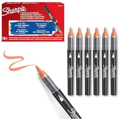 Sharpie Creative Marker Akrylpennor för målning Vattenbaserade märkpennor för målning Bläcket rinner inte och fungerar på nästan alla ytor Penselspets Orange 6 Räkningar Sharpie Creative Marker Akrylpennor för målning Vattenbaserade märkpennor för målning Bläcket rinner inte och fungerar på nästan alla ytor Penselspets Orange 6 Räkningar