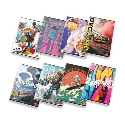 Pigna , Anteckningsbok Assortimento Ragazzi, format 15x20,3 cm, 80 sidor + omslag, papper 80 g/m², insida 4M, rutmönster 4 mm, blandade omslag, 10 st Pigna , Anteckningsbok Assortimento Ragazzi, format 15x20,3 cm, 80 sidor + omslag, papper 80 g/m², insida 4M, rutmönster 4 mm, blandade omslag, 10 st