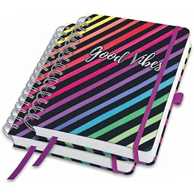 Sigel JN651 Spiral Notebook Premium, A5, Tomt, Hardover, Regnbågsmönster, Svart, 2 Stycken Jolie Sigel JN651 Spiral Notebook Premium, A5, Tomt, Hardover, Regnbågsmönster, Svart, 2 Stycken Jolie