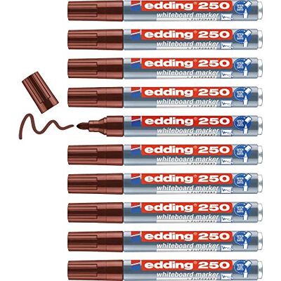 edding 250 markörer för whiteboards, Brun, 10 Kulspetspenna, Rund spets 1,5-3 mm, penna för whiteboard, torr radering, Whiteboard, Flipchart, Anteckningsbräda edding 250 markörer för whiteboards, Brun, 10 Kulspetspenna, Rund spets 1,5-3 mm, penna för whiteboard, torr radering, Whiteboard, Flipchart, Anteckningsbräda