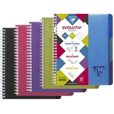 Clairefontaine 329155C LiniColour Intensive Evolutiv'Book A perforerad spiral anteckningsbok – A4 + 22,5 x 29,7 cm – 240 avtagbara sidor små rutor inramade – papper 90 g fodral polypro slumpmässig Clairefontaine 329155C LiniColour Intensive Evolutiv'Book A perforerad spiral anteckningsbok – A4 + 22,5 x 29,7 cm – 240 avtagbara sidor små rutor inramade – papper 90 g fodral polypro slumpmässig