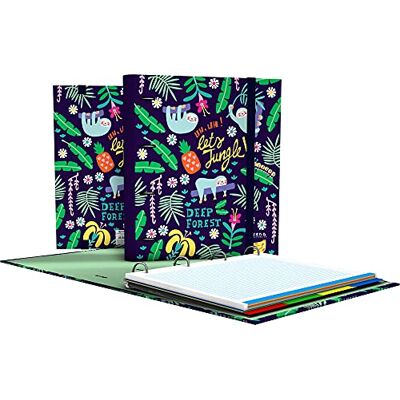 Grafoplás 88102635. 4-rings mapp, A4, Återbetalningsblad 5x5 Quadricule 5x5, Separatorer, Böjd line, Carpebook, Elena Corredoira-samling, Jungle Grafoplás 88102635. 4-rings mapp, A4, Återbetalningsblad 5x5 Quadricule 5x5, Separatorer, Böjd line, Carpebook, Elena Corredoira-samling, Jungle