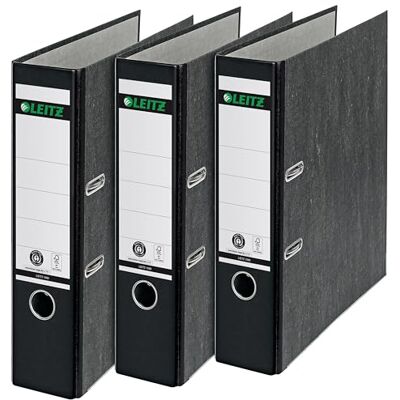 Leitz kvalitetsmapp, molnmarmorpapper, A4, 8 cm ryggbredd, svart, 3-pack, 310305095 Leitz kvalitetsmapp, molnmarmorpapper, A4, 8 cm ryggbredd, svart, 3-pack, 310305095