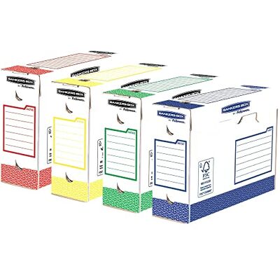 Bankers Box – 4474501 – arkivbox Heavy Duty A4 + 100 mm – Förpackning med 8 stycken, flera färger, L 9,5 x H 24,4 x B 33 cm Bankers Box – 4474501 – arkivbox Heavy Duty A4 + 100 mm – Förpackning med 8 stycken, flera färger, L 9,5 x H 24,4 x B 33 cm