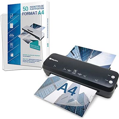 Waytex Lamineringsmaskin A4 A5 A6 A7 Pro snabbvarm och kall upp till 2 x 125 mikron förpackning med 50 A4-fickor Waytex Lamineringsmaskin A4 A5 A6 A7 Pro snabbvarm och kall upp till 2 x 125 mikron förpackning med 50 A4-fickor