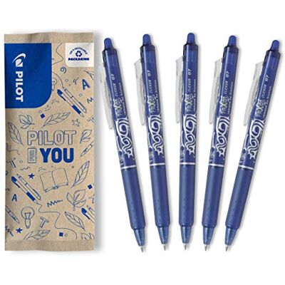 PILOT Pen FriXion Clicker, raderbar rollerballpoter, uppsättning av 5 (blå) PILOT Pen FriXion Clicker, raderbar rollerballpoter, uppsättning av 5 (blå)
