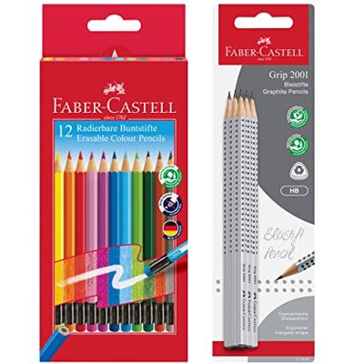Faber-Castell 205029 – Skolset med 6 pennor Grip 2001, hårdhetsgrad HB och färgpennor i 12 kartongfodral Faber-Castell 205029 – Skolset med 6 pennor Grip 2001, hårdhetsgrad HB och färgpennor i 12 kartongfodral