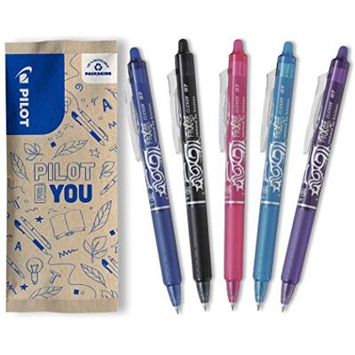 PILOT Pen FriXion clicker, raderbar rollerball, set om 5 (blå, svart, rosa, ljusblå, lila) PILOT Pen FriXion clicker, raderbar rollerball, set om 5 (blå, svart, rosa, ljusblå, lila)