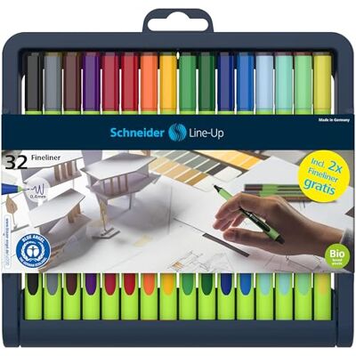 Schneider Line-Up Fineliner (linjebredd 0,4 mm, tillverkad av biobaserad plast, utmärkt med den blå ängeln) 32 stycken, sorterade Schneider Line-Up Fineliner (linjebredd 0,4 mm, tillverkad av biobaserad plast, utmärkt med den blå ängeln) 32 stycken, sorterade