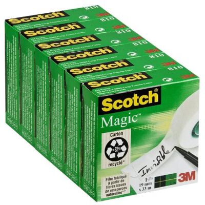 Scotch Magic Tape – 6 rullar, 19 mm x 33 m – osynlig tejp för allmänna ändamål för reparation, märkning och tätning av dokument Scotch Magic Tape – 6 rullar, 19 mm x 33 m – osynlig tejp för allmänna ändamål för reparation, märkning och tätning av dokument