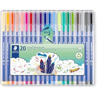 STAEDTLER triplus color, 323 SB20 Filzstifte, Set mit 20 brillanten Farben, hohe Qualität kindgerecht DIN EN-71, stabile, eindrucksichere Spitze, Linienbreite ca. 1 mm, einzeln, 323 SB20 ST STAEDTLER triplus color, 323 SB20 Filzstifte, Set mit 20 brillanten Farben, hohe Qualität kindgerecht DIN EN-71, stabile, eindrucksichere Spitze, Linienbreite ca. 1 mm, einzeln, 323 SB20 ST