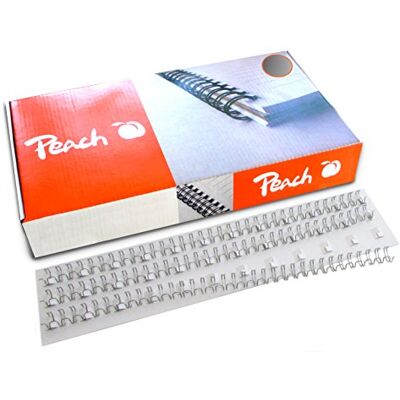 Peach PW079-01 trådbindning ryggrad, 8 mm, 3:1 delning, 34 ringar, A4, 100 stycken, silver Peach PW079-01 trådbindning ryggrad, 8 mm, 3:1 delning, 34 ringar, A4, 100 stycken, silver