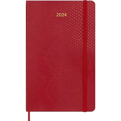 Moleskine veckoagenda 12 månader 2024 med låda, Agenda 2024, storlek stor 13 x 21, mjukt skydd och elastisk stängning, falsk ormskinn färg röd Moleskine veckoagenda 12 månader 2024 med låda, Agenda 2024, storlek stor 13 x 21, mjukt skydd och elastisk stängning, falsk ormskinn färg röd