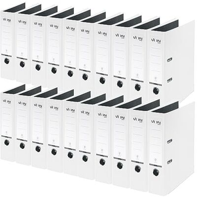 Leitz Von Mapp A4, 20-pack, kartong med plastpärm, 80 mm ryggbredd, Von , för 600 ark, blå ängel och FSC-certifierad, för skola, studier och hem, vit, 10550001 Leitz Von Mapp A4, 20-pack, kartong med plastpärm, 80 mm ryggbredd, Von , för 600 ark, blå ängel och FSC-certifierad, för skola, studier och hem, vit, 10550001