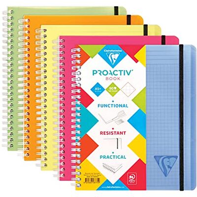 Clairefontaine 328775C Proactiv'Book Linecolor, DIN A5+, 16 x 21 cm, 80 ark, rutig med kant, 1 st, blandade färger Clairefontaine 328775C Proactiv'Book Linecolor, DIN A5+, 16 x 21 cm, 80 ark, rutig med kant, 1 st, blandade färger