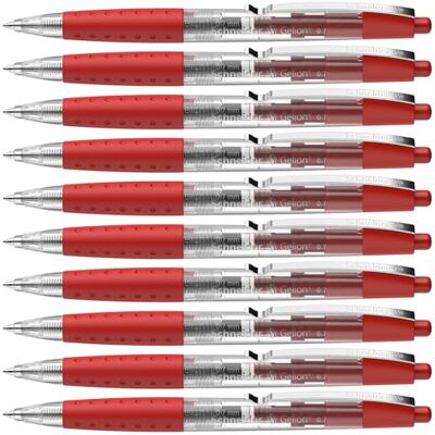 Schneider 101002 Gelion Plus gelpenna (utbytbar påfyllning, linjebredd F, ultrasnabbtorkande) förpackning med 10 röd Schneider 101002 Gelion Plus gelpenna (utbytbar påfyllning, linjebredd F, ultrasnabbtorkande) förpackning med 10 röd