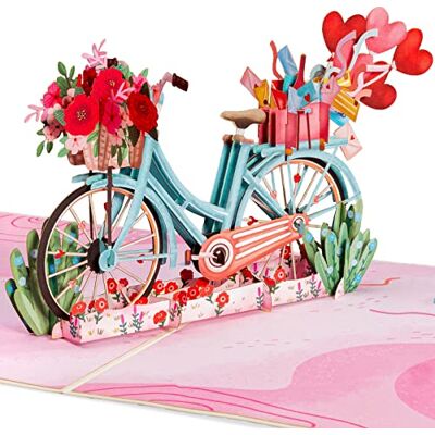 Paper Love 3D-cykel pop-up kort, kärlekscykel, för alla hjärtans dag, mors dag, vuxna eller barn, alla tillfällen – 12,7 x 18,8 cm skydd – inkluderar kuvert och anteckningsetikett Paper Love 3D-cykel pop-up kort, kärlekscykel, för alla hjärtans dag, mors dag, vuxna eller barn, alla tillfällen – 12,7 x 18,8 cm skydd – inkluderar kuvert och anteckningsetikett