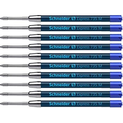 Schneider Express 735 M internationell stor kapacitet refill blå outplånlig ISO 12757-2 G2 paket med 10 Schneider Express 735 M internationell stor kapacitet refill blå outplånlig ISO 12757-2 G2 paket med 10