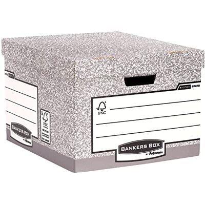Bankers Box arkivlåda med FastFold System, stor, FSC, 10-pack, grå Bankers Box arkivlåda med FastFold System, stor, FSC, 10-pack, grå